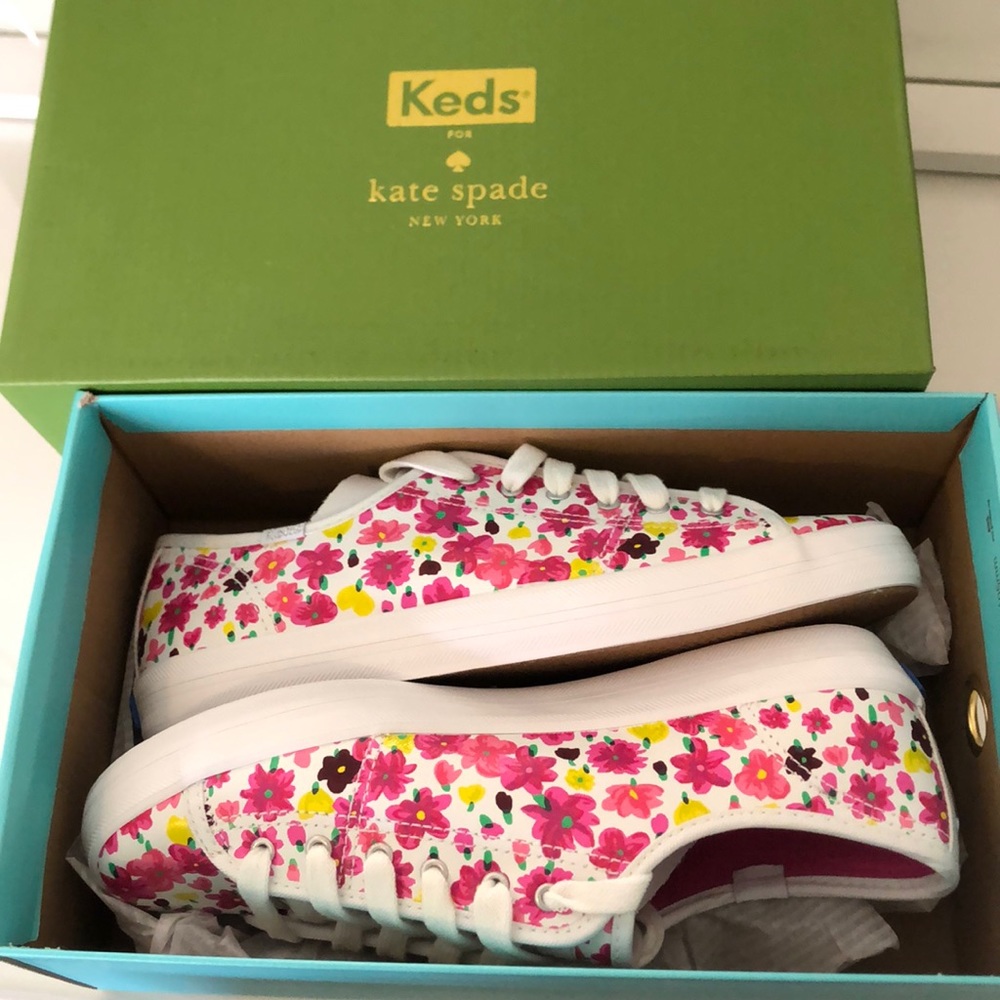 Keds kate spade white floral sneakers tennis 8